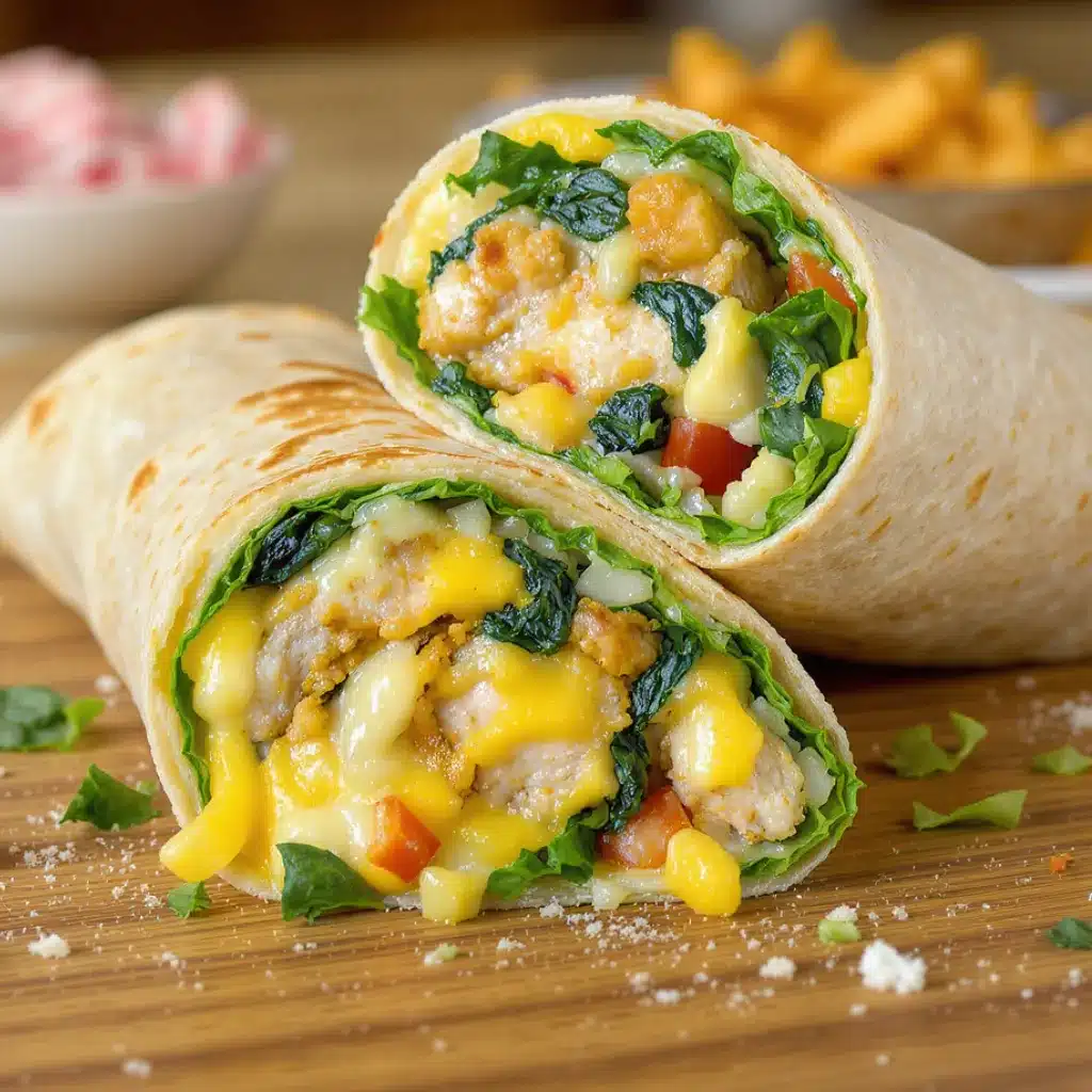 Cheesy Chicken & Spinach Wraps Cheesy Chicken & Spinach Wraps – A Delicious Homemade Meal