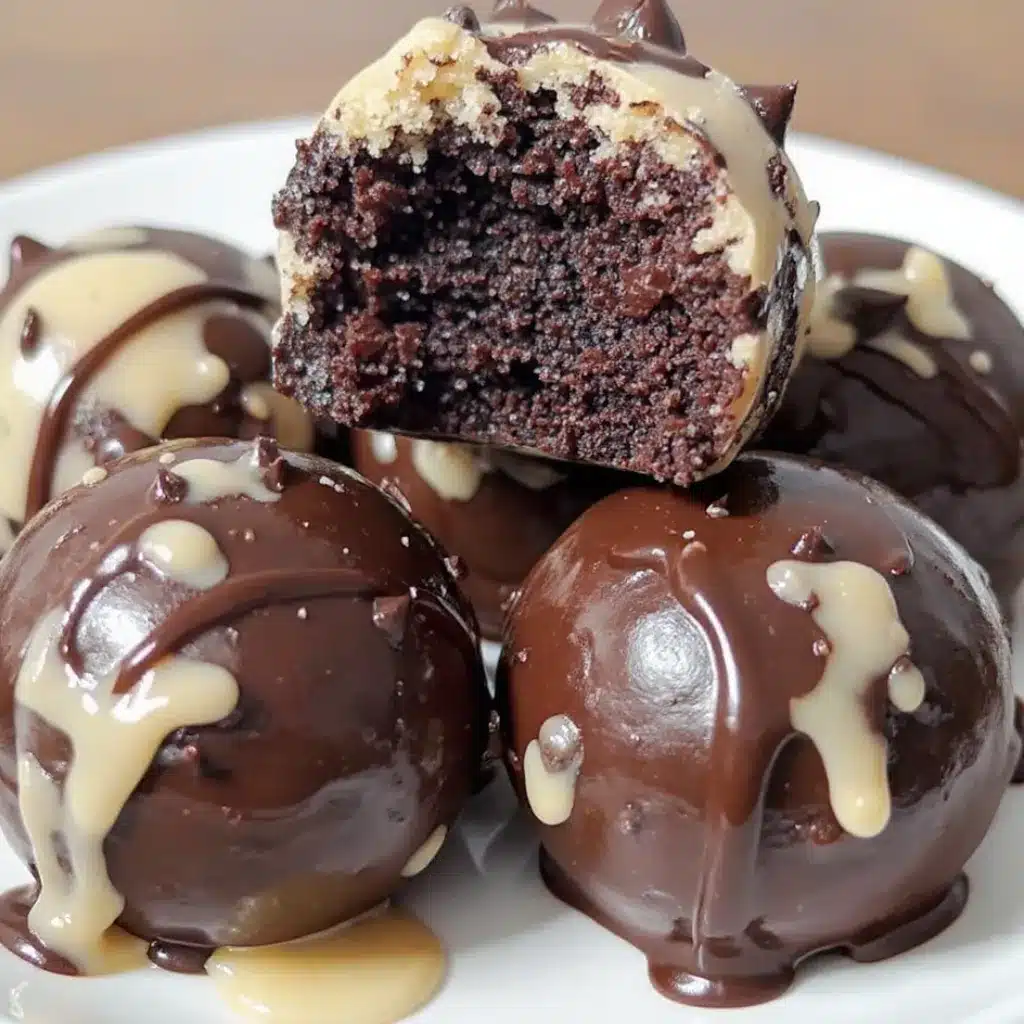 Chocolate Chip Cookie Dough Brownie Bombs (2) Chocolate Chip Cookie Dough Brownie Bombs close-up.