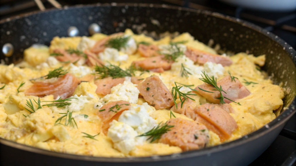 Scrambled Eggs with Smoked Trout and Crème Fraîche