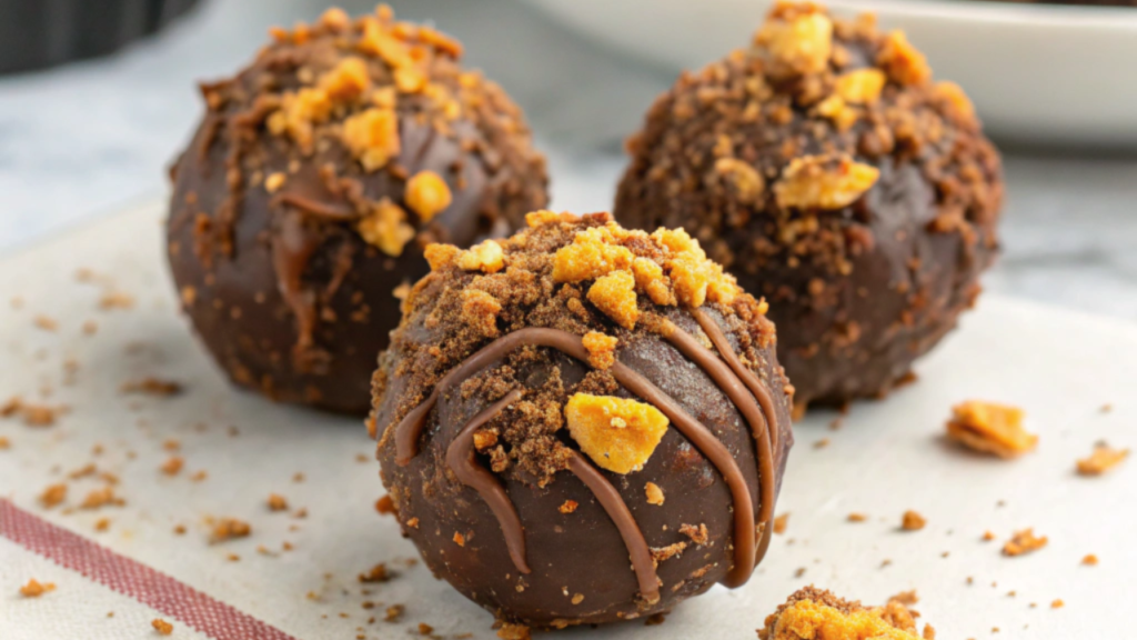 Crispy Chocolate Caramel Truffles with Butterfingers