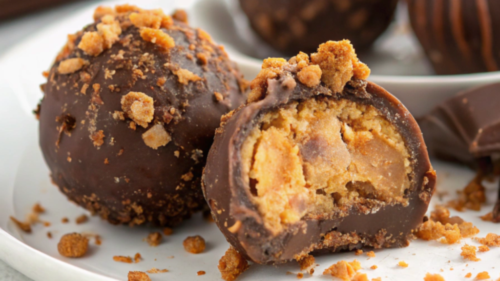 Crispy Chocolate Caramel Truffles with Butterfingers