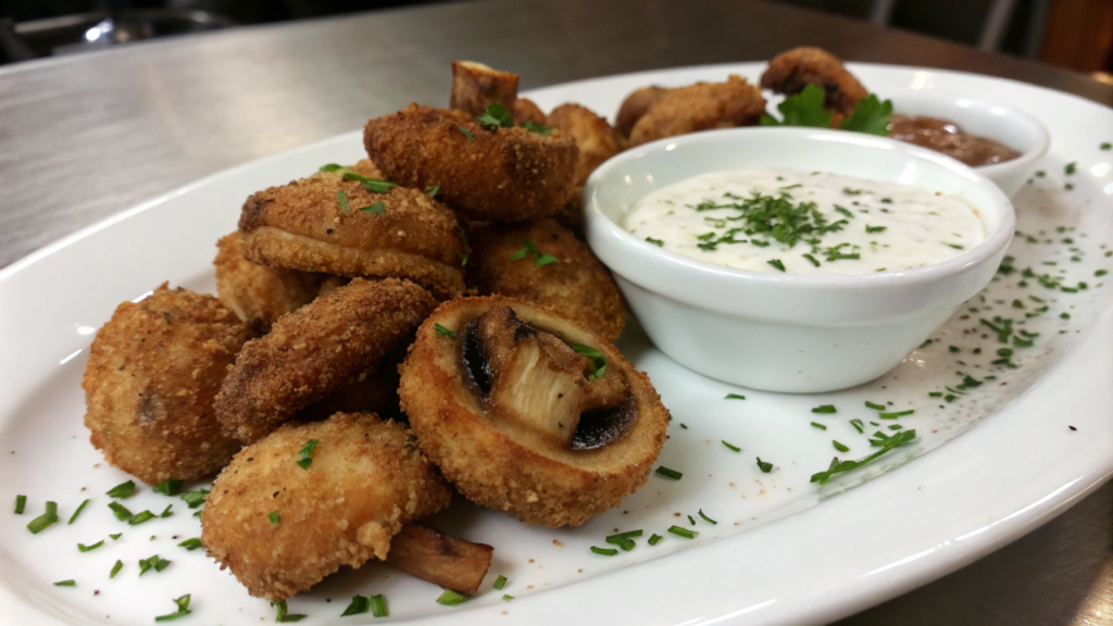 Crispy Fried Mushrooms:with Cool Ranch Dip