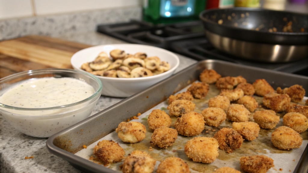 Crispy Fried Mushrooms:with Cool Ranch Dip