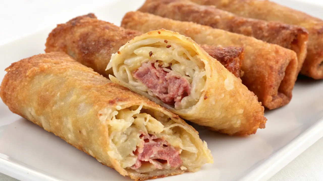 Savory Reuben Egg Rolls