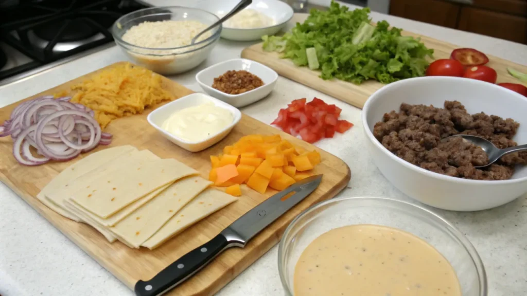 Cheesy Ground Beef Delight Wrap with Creamy Sauce