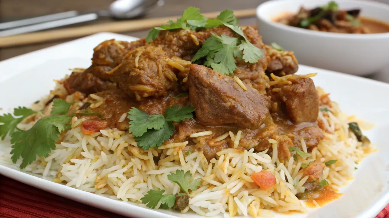 Mutton Biryani with Chicken Gravy