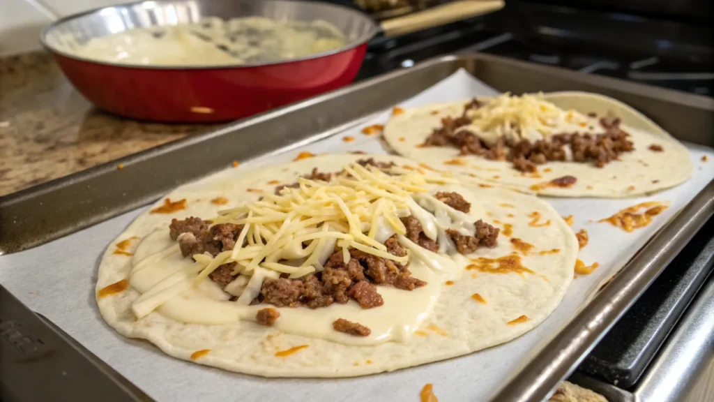 Cheesy Ground Beef Delight Wrap with Creamy Sauce