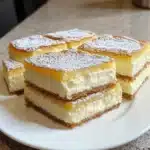 Vanilla custard cream squares with smooth custard filling and flaky pastry