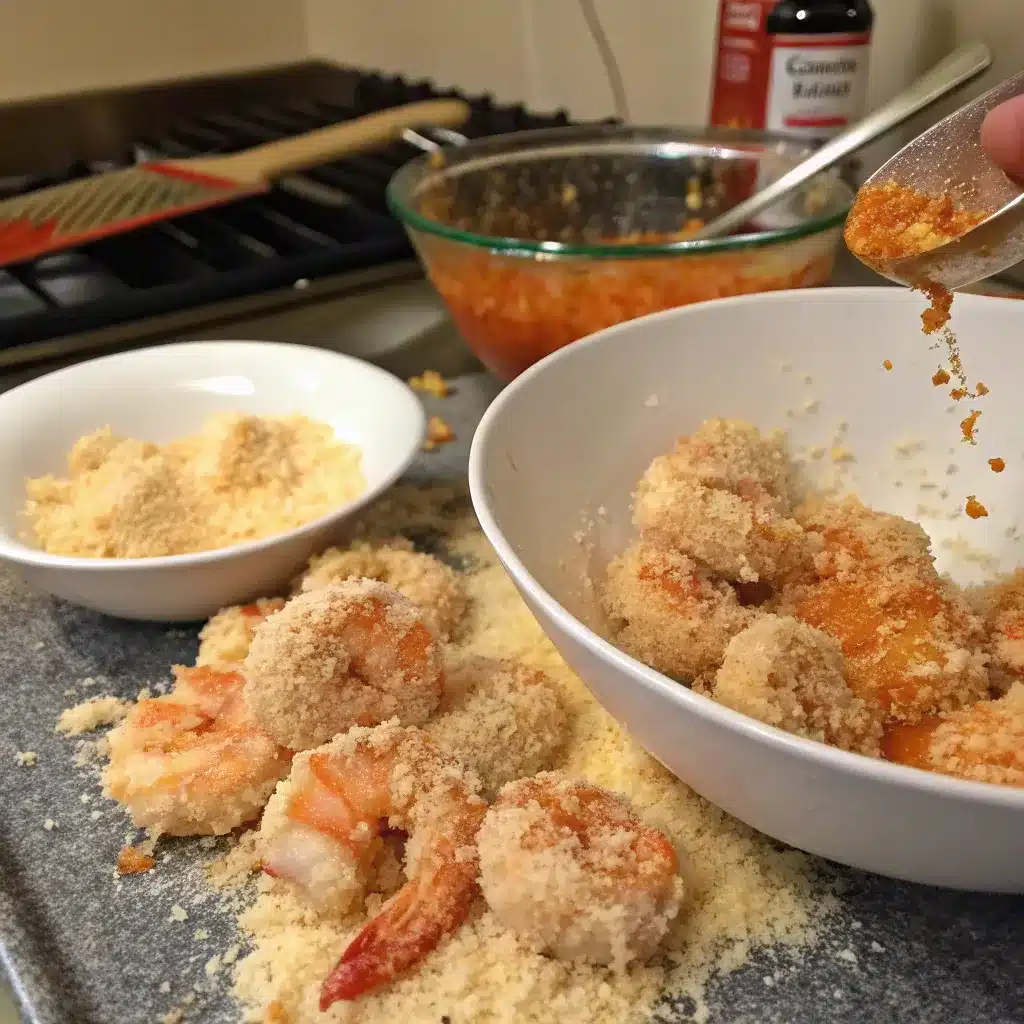 Shrimp frying in hot oil for Bang Bang Shrimp recipe